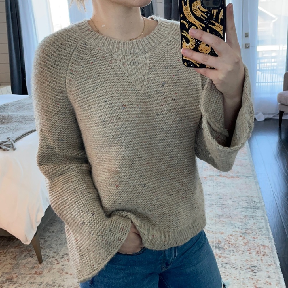 Madewell Flecked Wide-Sleeve Pullover Sweater